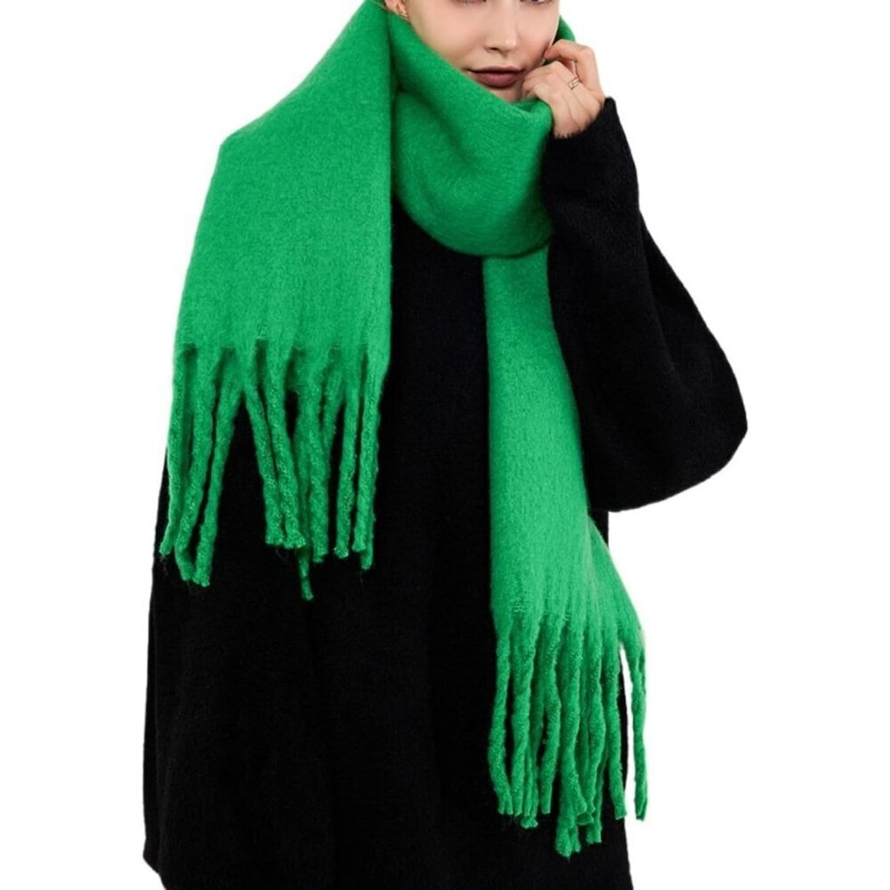 Women's Green Chunky Scarf Soft Warm Winter Scarf for Cold Weather Christmas